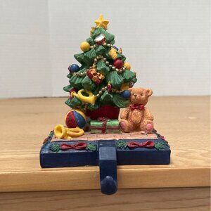 Vtg Christmas Tree Stocking Hanger Holder Cast Iron Holiday Toys Gifts 6 Inch